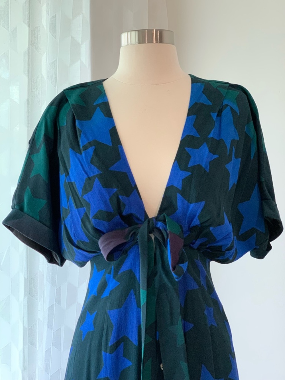 July 4th America 250 Mara Hoffman Star-Print Maxi v-neck Dress w Bow 4